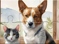 Hra Jigsaw Puzzle: Oil Painting Dog And Cat